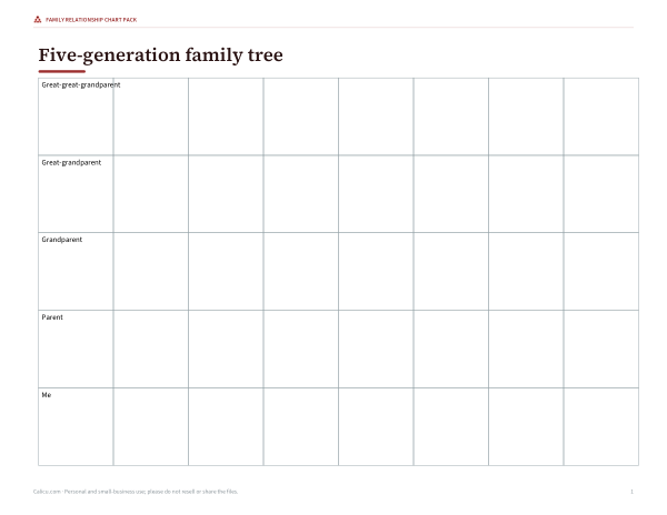 Preview of Printable Five-Generation Family Tree